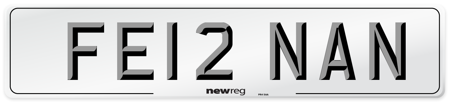 FE12 NAN Number Plate from New Reg